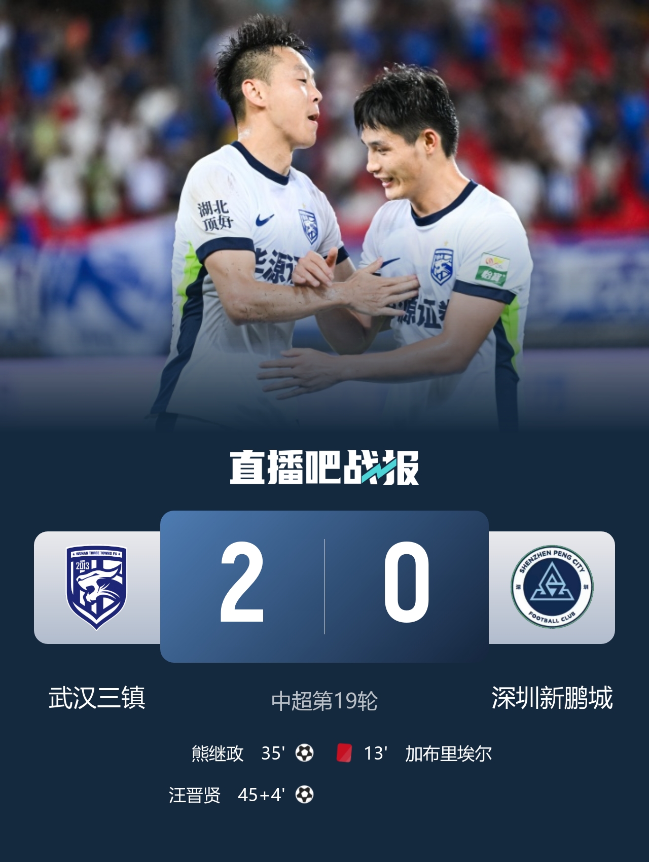 三镇2-0十人新鹏城 加布里埃尔13分钟直红熊继政破门 三镇2-0十人新鹏城 加布里埃尔13分钟直红熊继政破门