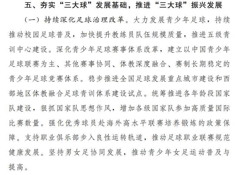 体育总局新政:强制球员留洋、青训五级中心、联赛规范——三大球振兴核心抓手